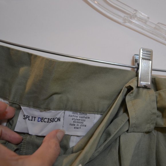 SPLIT DECISION Cotton Wideleg bootcut Low Rise Tie Hooks Fasten Folded Bottoms 7 - Picture 3 of 4